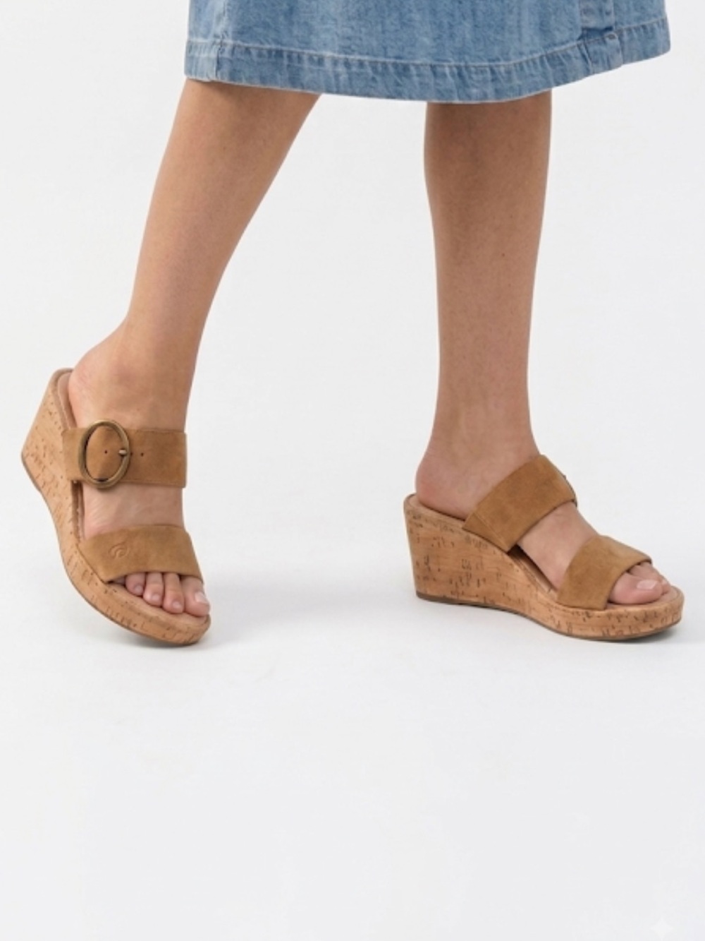 Börn Emily Wedge Slip On Sandal Brown Cognac Comfort Casual Suede Leather 9M⁠
E